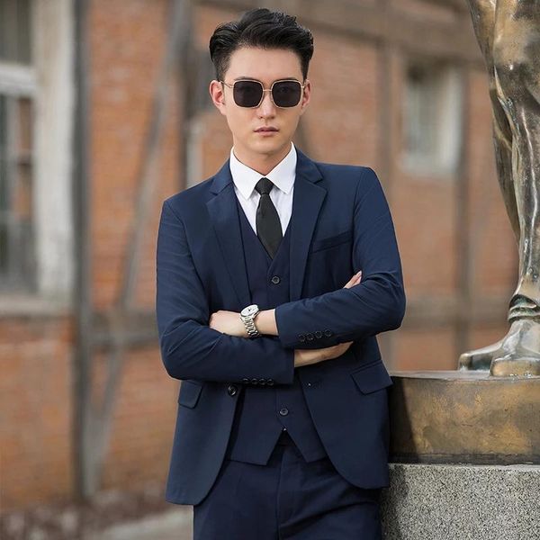 men's suits & blazers autumn handsome fashion business suit tousers waistcoat slim fitting white collar 3 piece wedding for men, White;black 
men's suits & blazers autumn handsome fashion business suit tousers waistcoat slim fitting white collar 3 piece wedding for men, White;black