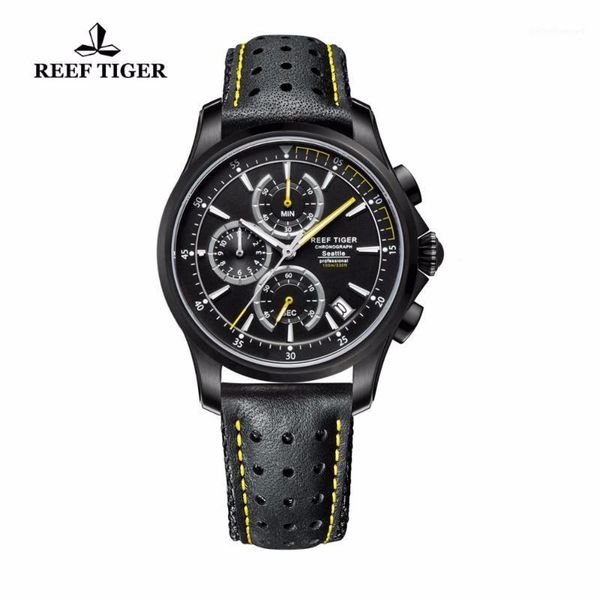 reef tiger/rt mens quartz sport watches with chronograph and date black steel super luminous casual swatch rga1663 wristwatches, Slivery;brown
reef tiger/rt mens quartz sport watches with chronograph and date black steel super luminous casual swatch rga1663 wristwatches, Slivery;brown