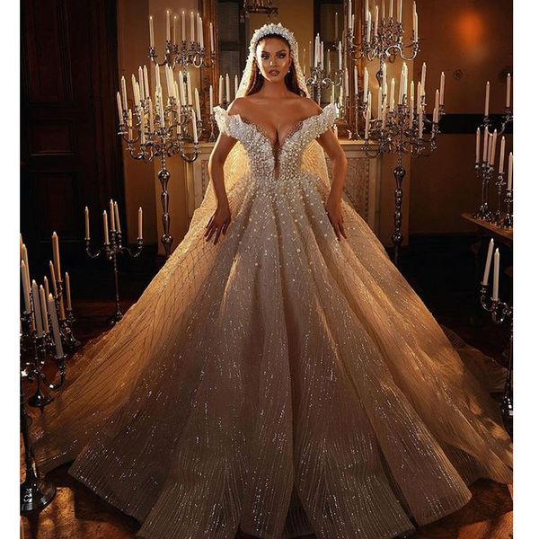 abaric dubai pearls beads wedding dress shiny sequins ball gown sweetheart floor length custom made vestidos de novia gowns, White
abaric dubai pearls beads wedding dress shiny sequins ball gown sweetheart floor length custom made vestidos de novia gowns, White