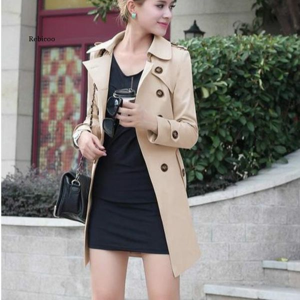 women's trench coats spring and autumn jacket body with belt mid-length windbreaker double-breasted slim long, Tan;black
women's trench coats spring and autumn jacket body with belt mid-length windbreaker double-breasted slim long, Tan;black