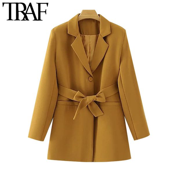 traf women fashion with belt single breasted blazer coat vintage long sleeve pockets female outerwear chic 210415, Black;brown
traf women fashion with belt single breasted blazer coat vintage long sleeve pockets female outerwear chic 210415, Black;brown