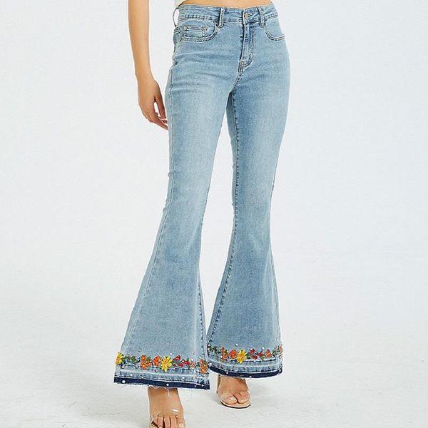 women's jeans 2021 pearl embroidery flower flare high waist women fashion blue skinny push up denim pants sale items ng
women's jeans 2021 pearl embroidery flower flare high waist women fashion blue skinny push up denim pants sale items ng