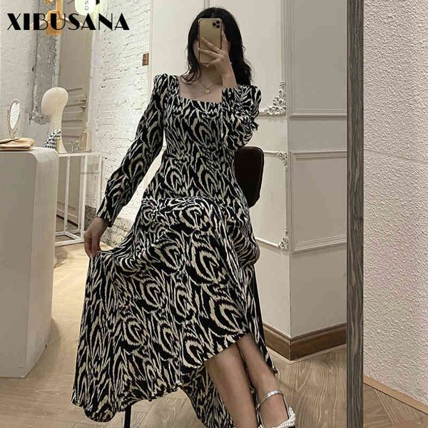 french square collar dresses women spring autumn female long sleeve loose printed leopard dress plus size 5xl 210423, Black;gray
french square collar dresses women spring autumn female long sleeve loose printed leopard dress plus size 5xl 210423, Black;gray