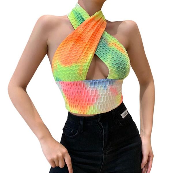 women's tanks & camis hirigin 2021 women summer tank multicolor tie-dye cross halter-neck sleeveless backless crop for girls, White
women's tanks & camis hirigin 2021 women summer tank multicolor tie-dye cross halter-neck sleeveless backless crop for girls, White