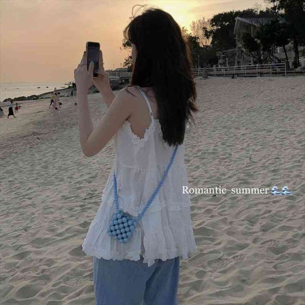 white pleated design sense camisole ladies wear summer loose and light all-match blouse tank women
white pleated design sense camisole ladies wear summer loose and light all-match blouse tank women