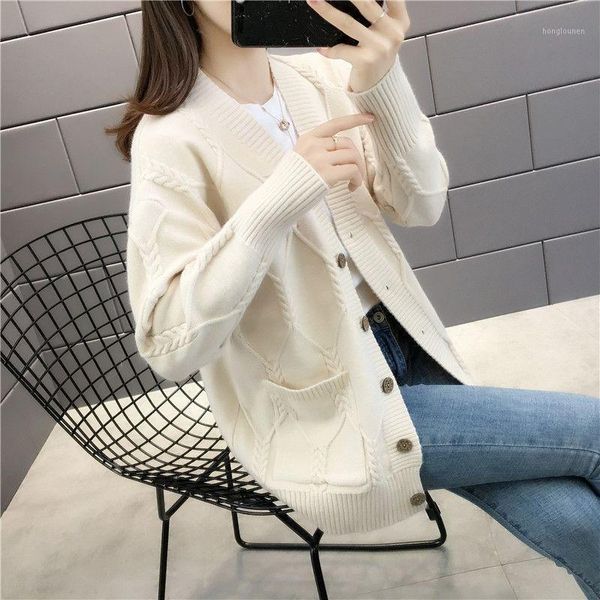 knitted cardigan loose sweater jacket women 2021 spring and autumn winter korean style diamond lazy men's jackets, Black;brown
knitted cardigan loose sweater jacket women 2021 spring and autumn winter korean style diamond lazy men's jackets, Black;brown