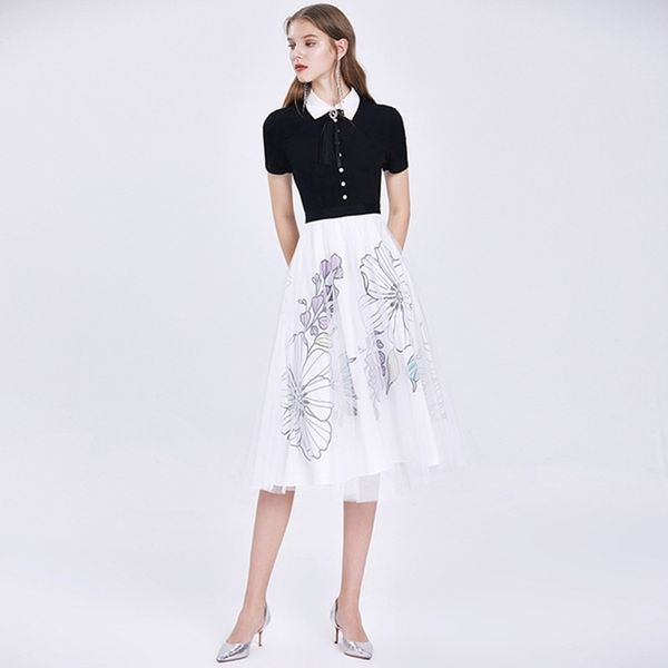black white patchwork vintage party dress women summer fashion office work dresses 210525, Black;gray
black white patchwork vintage party dress women summer fashion office work dresses 210525, Black;gray