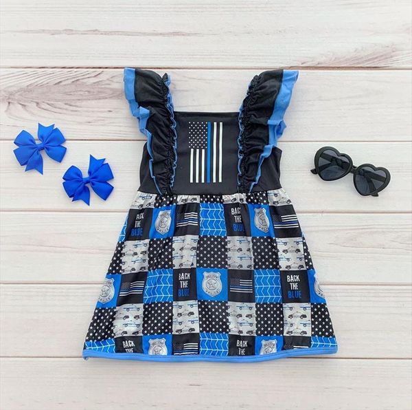 cool girl summer blue police flag line print national style fly sleeveless knee length ruffles dresses boutique kids dress, White
cool girl summer blue police flag line print national style fly sleeveless knee length ruffles dresses boutique kids dress, White