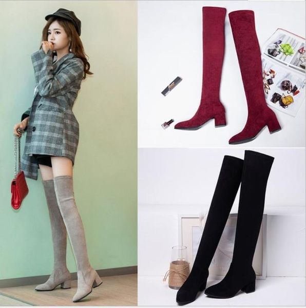 boots fashion autumn winter over the knee high thick heel pointed suede stretch were thin women's heels, Black
boots fashion autumn winter over the knee high thick heel pointed suede stretch were thin women's heels, Black