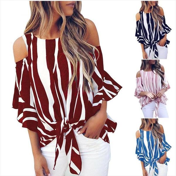striped off shoulder casual women shirt spring summer o neck half sleeve bandage female flare chiffon, White
striped off shoulder casual women shirt spring summer o neck half sleeve bandage female flare chiffon, White