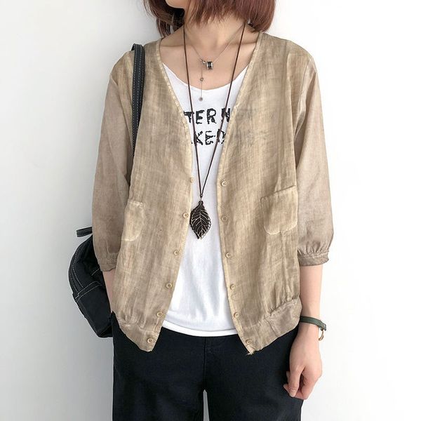 women's wool & blends arrival spring autumn arts style women 3/4 sleeve loose linen short coat jackets single breasted v-neck vint, Black
women's wool & blends arrival spring autumn arts style women 3/4 sleeve loose linen short coat jackets single breasted v-neck vint, Black