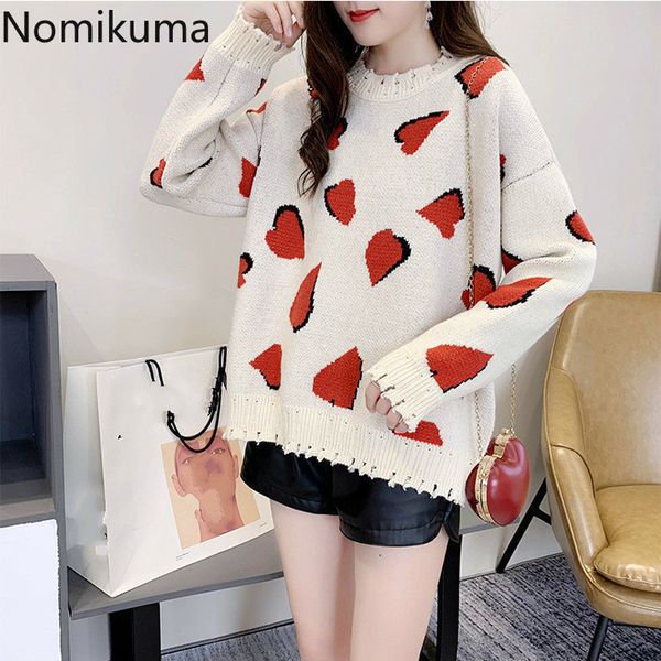 nomikuma arrival o neck long sleeve pullover jumpers love heart pattern casual sweet sweater women sueter mujer 3c331 210514, White;black
nomikuma arrival o neck long sleeve pullover jumpers love heart pattern casual sweet sweater women sueter mujer 3c331 210514, White;black