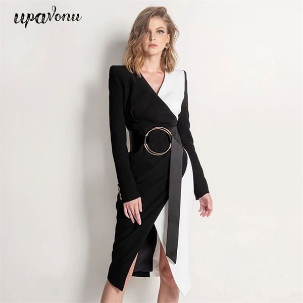elegant women bandage dress v-neck long sleeve belt split bodycon midi club party vestidos 210524, Black;gray
elegant women bandage dress v-neck long sleeve belt split bodycon midi club party vestidos 210524, Black;gray