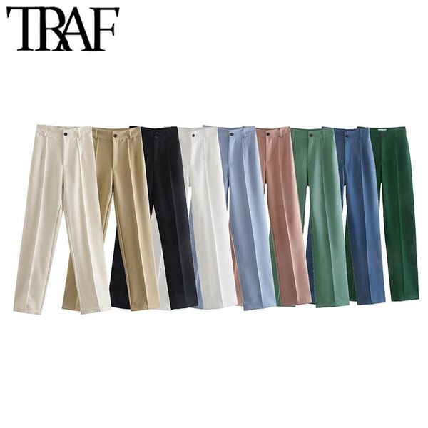 women's pants & capris traf women chic fashion office wear straight vintage high waist zipper female trousers mujer, Black;white
women's pants & capris traf women chic fashion office wear straight vintage high waist zipper female trousers mujer, Black;white