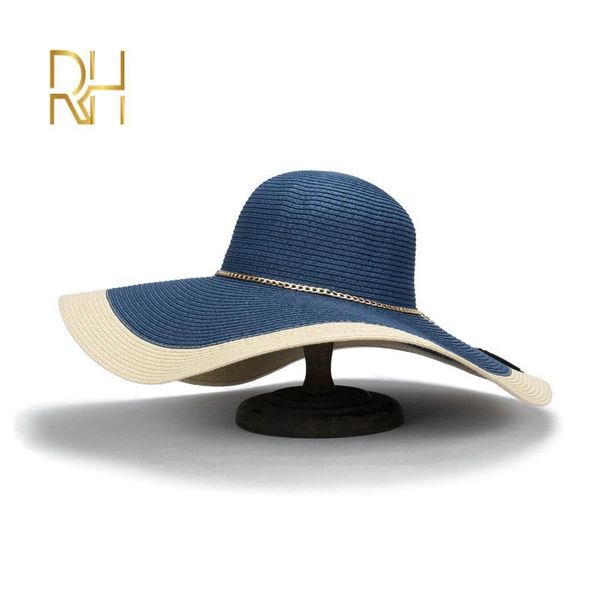wide brim hats large two colors beach straw hat seaside wild holiday women summer floopy sun with chain rh, Blue;gray
wide brim hats large two colors beach straw hat seaside wild holiday women summer floopy sun with chain rh, Blue;gray
