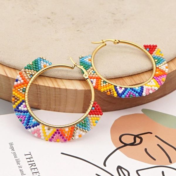 hoop & huggie 2021 fine bohemian miyuki rice beads hand-made woven earrings for women colorful geometric large jewelry, Golden;silver
hoop & huggie 2021 fine bohemian miyuki rice beads hand-made woven earrings for women colorful geometric large jewelry, Golden;silver