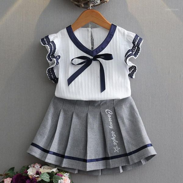 clothing sets summer girls' korean lace short-sleeved college t-shirt+pleated skirt+ bow tie 2pcs uniforms kids children clothes1, White
clothing sets summer girls' korean lace short-sleeved college t-shirt+pleated skirt+ bow tie 2pcs uniforms kids children clothes1, White