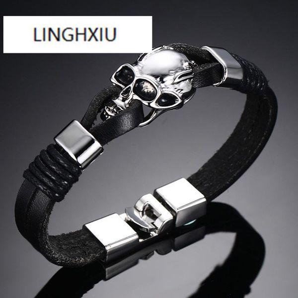 charm bracelets punk rock mens black durable leather gothic skull skeleton halloween, Golden;silver
charm bracelets punk rock mens black durable leather gothic skull skeleton halloween, Golden;silver