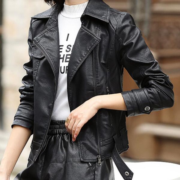 women's leather & faux spring and autumn lapel collar women loose sheepskin motorcycle jacket trend female fashion casual coat m-2xl, Black
women's leather & faux spring and autumn lapel collar women loose sheepskin motorcycle jacket trend female fashion casual coat m-2xl, Black