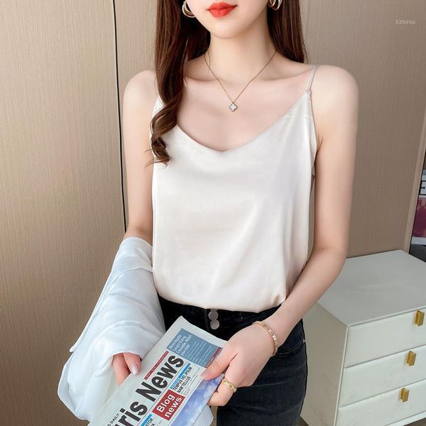 women's tube silk camisole summer v-neck sleeveless slim-fit bottoming shirt underwear women camisoles & tanks, Black;white
women's tube silk camisole summer v-neck sleeveless slim-fit bottoming shirt underwear women camisoles & tanks, Black;white