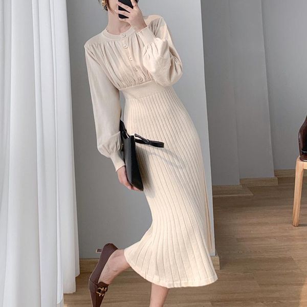 casual dresses 2021 fall winter fashion midi over-the-knee sweater black dress lady lantern sleeves waist button vintage knitted women, Black;gray
casual dresses 2021 fall winter fashion midi over-the-knee sweater black dress lady lantern sleeves waist button vintage knitted women, Black;gray