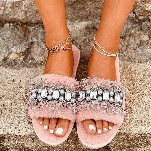 warm slippers women furry plush ladies luxury beaded fluffy woman causal comfort home shoes female outside winter, Black
warm slippers women furry plush ladies luxury beaded fluffy woman causal comfort home shoes female outside winter, Black