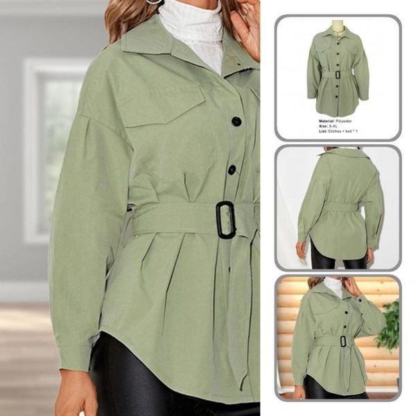 women's jackets all-matched fashion belt green casual shirt coat single breasted for daily wear, Black;brown
women's jackets all-matched fashion belt green casual shirt coat single breasted for daily wear, Black;brown