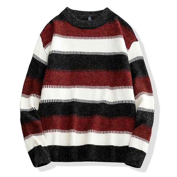 men's sweaters 2021 spring and autumn striped loose-fitting underwear sweater youth casual, White;black
men's sweaters 2021 spring and autumn striped loose-fitting underwear sweater youth casual, White;black