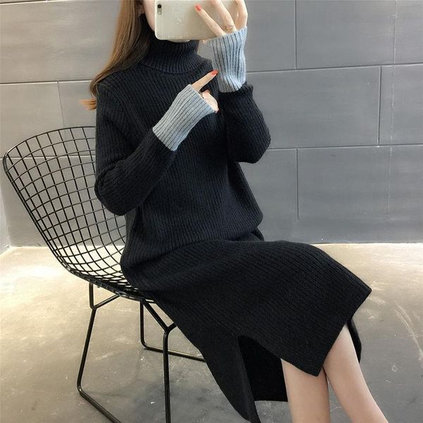 casual dresses 2021 women winter sweater knitted long slim turtleneck sleeve lady loose mid-calf g38, Black;gray
casual dresses 2021 women winter sweater knitted long slim turtleneck sleeve lady loose mid-calf g38, Black;gray