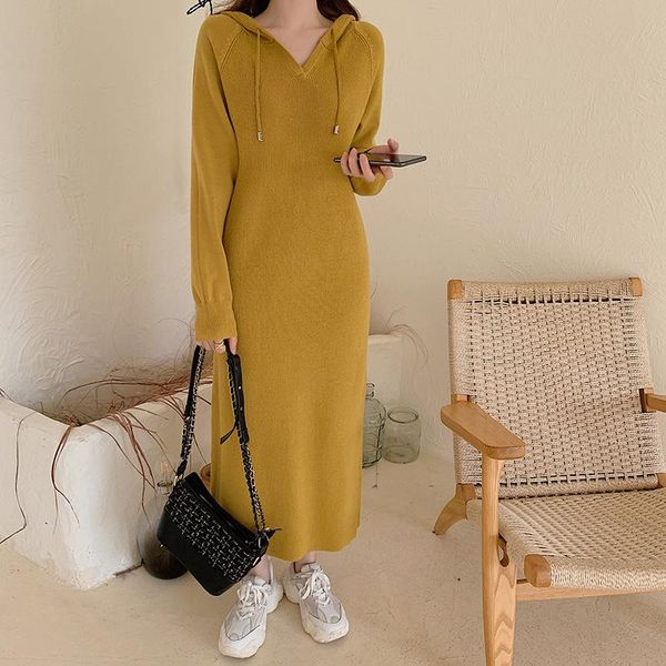 casual dresses 2021 autumn and winter elegant bottomed knitted midi hooded korean fashion loose sweater vintage robe femme, Black;gray
casual dresses 2021 autumn and winter elegant bottomed knitted midi hooded korean fashion loose sweater vintage robe femme, Black;gray