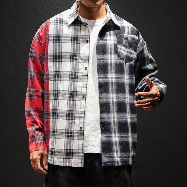 men's polos hip hop streetwear punk casual plaid shirt men long sleeve spring autumn z626, White;black
men's polos hip hop streetwear punk casual plaid shirt men long sleeve spring autumn z626, White;black
