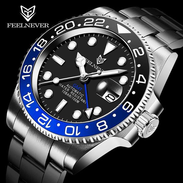 wristwatches 2021 feelnever luxury men mechanical wristwatch 316l stainless steel gmt watch brand waterproof watches reloj hombre, Slivery;brown
wristwatches 2021 feelnever luxury men mechanical wristwatch 316l stainless steel gmt watch brand waterproof watches reloj hombre, Slivery;brown