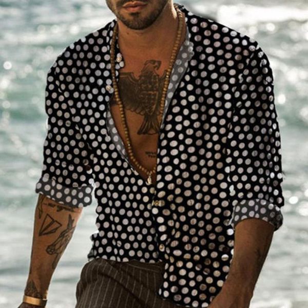 men's casual shirts 90s vintage dot men stand shirt 2021 autumn loose long sleeve button mens clothing fashion streetwear, White;black
men's casual shirts 90s vintage dot men stand shirt 2021 autumn loose long sleeve button mens clothing fashion streetwear, White;black