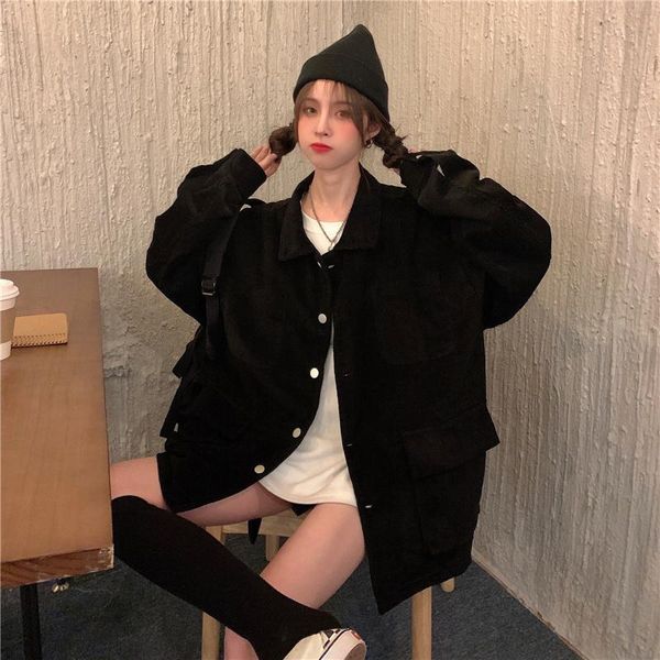 women's jackets mori style corduroy overalls 2021 autumn korean ins loose hong kong coat, Black;brown
women's jackets mori style corduroy overalls 2021 autumn korean ins loose hong kong coat, Black;brown