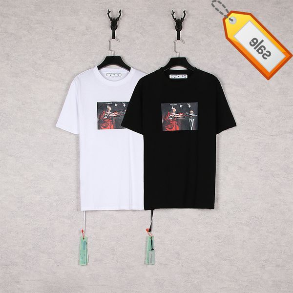off tide oil painting arrow print short sleeve round neck cotton t-shirt, White;black
off tide oil painting arrow print short sleeve round neck cotton t-shirt, White;black