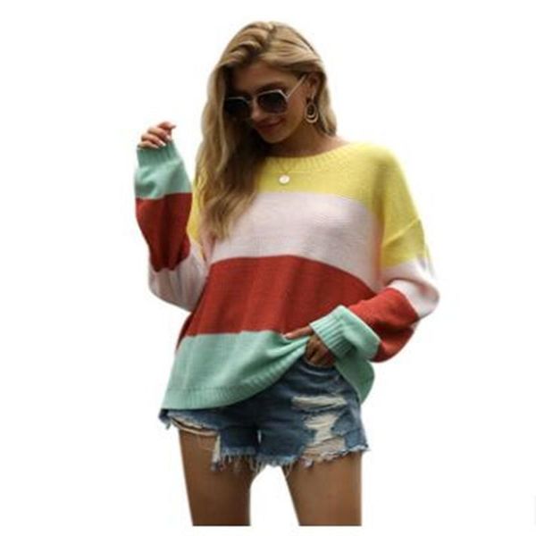 women's sweaters autumn fashion 2021 women o-neck dew shoulder stripe long sleeve pullovers streetwear casual loose lantern sweater, White;black
women's sweaters autumn fashion 2021 women o-neck dew shoulder stripe long sleeve pullovers streetwear casual loose lantern sweater, White;black