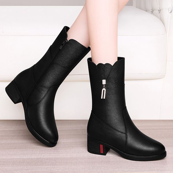 2021 winter versatile thick tube round head side zipper bottom middle heel women's knight boots, Black
2021 winter versatile thick tube round head side zipper bottom middle heel women's knight boots, Black