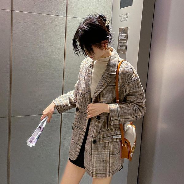 women's wool & blends plaid suit double-sided cashmere coat 2021 autumn and winter korean loose tweed, Black
women's wool & blends plaid suit double-sided cashmere coat 2021 autumn and winter korean loose tweed, Black