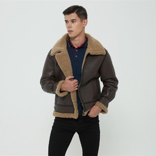 men's leather & faux 2021 dark brown military style b3 genuine shearling coat plus size 6xl real natural cowhide russian winter warm ja, Black
men's leather & faux 2021 dark brown military style b3 genuine shearling coat plus size 6xl real natural cowhide russian winter warm ja, Black