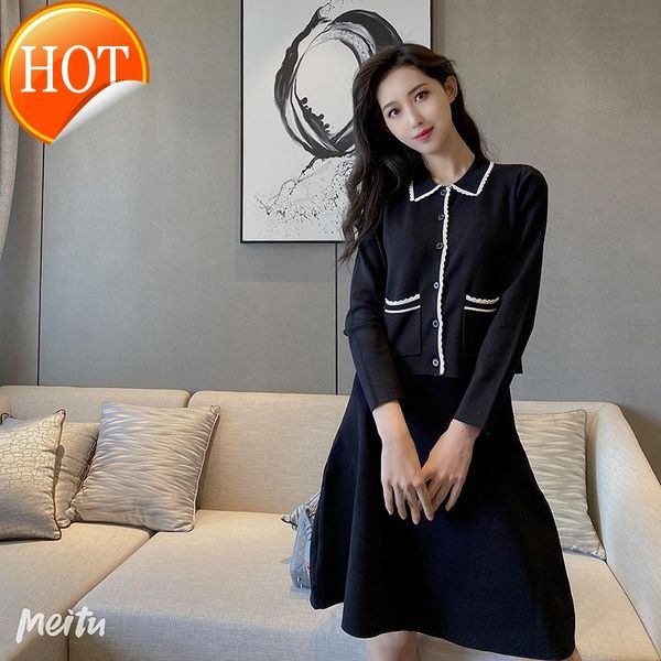 small fragrance temperament knitting long sleeve cardigan coat women's summer a-line skirt lace two piece suit pants & capris, Black;white
small fragrance temperament knitting long sleeve cardigan coat women's summer a-line skirt lace two piece suit pants & capris, Black;white