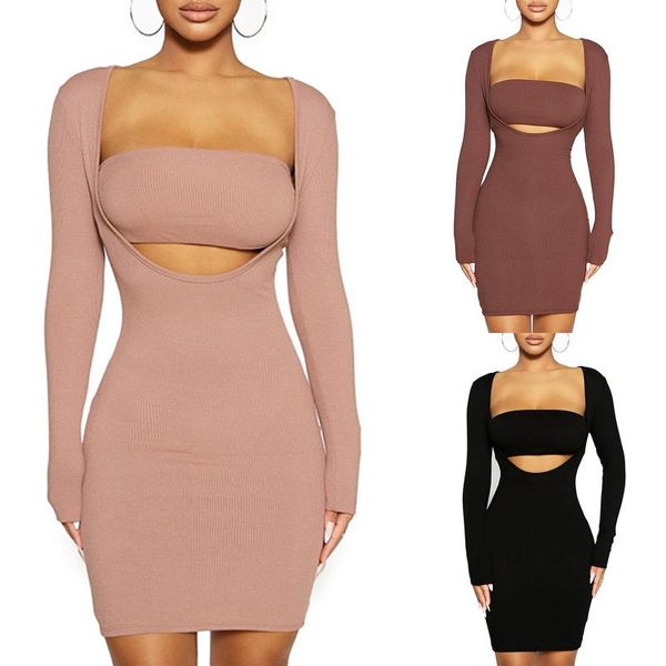 casual dresses imcute dress set solid color long-sleeved tight-fitting + wrapped chest two-piece square-neck slim-fit hip, Black;gray
casual dresses imcute dress set solid color long-sleeved tight-fitting + wrapped chest two-piece square-neck slim-fit hip, Black;gray