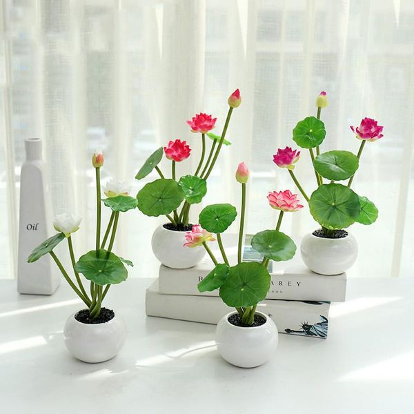 decorative flowers & wreaths 1pc artificial lotus simulation bonsai ceramic basin fake green plants white silk flower potted for home floral
decorative flowers & wreaths 1pc artificial lotus simulation bonsai ceramic basin fake green plants white silk flower potted for home floral