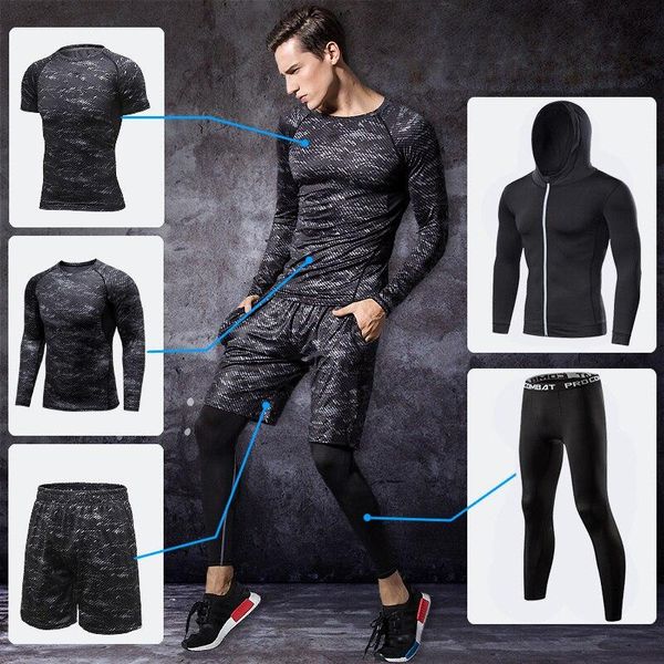 running sets men's compression sports set training exercise workout tights sportwear clothes for jogging suits fitness gym tracks, Black;blue
running sets men's compression sports set training exercise workout tights sportwear clothes for jogging suits fitness gym tracks, Black;blue