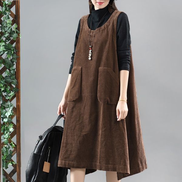 plus size women dress vinatge vestidos sleeveless corduroy female lady casual loose solid pockets dress winter autumn 11557, Red
plus size women dress vinatge vestidos sleeveless corduroy female lady casual loose solid pockets dress winter autumn 11557, Red
