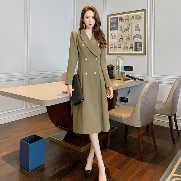 women's trench coats 2021 fall winter women full sleeve double breasted casual long blazer solid color chains slit outerwear coat, Tan;black
women's trench coats 2021 fall winter women full sleeve double breasted casual long blazer solid color chains slit outerwear coat, Tan;black