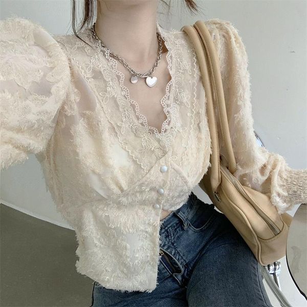 women's blouses & shirts blouse women shirt v-neck lace long-sleeved 2021 spring blusas mujer de moda, White
women's blouses & shirts blouse women shirt v-neck lace long-sleeved 2021 spring blusas mujer de moda, White