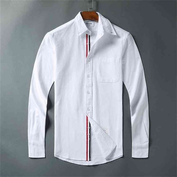 fashion brand shirts men slim white long sleeve casual shirt turn down collar oxford striped solid men's clothing 210626, White;black
fashion brand shirts men slim white long sleeve casual shirt turn down collar oxford striped solid men's clothing 210626, White;black