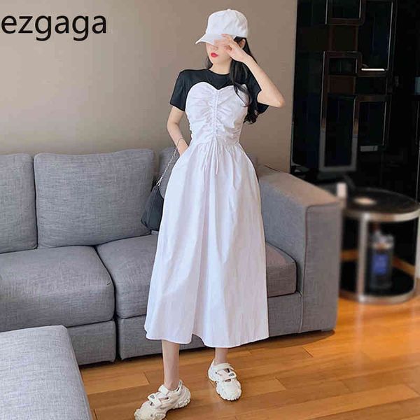 ezgaga korean chi fashion elegant dress women drawstring patchwork short sleeve temperament high waist dresses casual vestidos 210430, Black;gray
ezgaga korean chi fashion elegant dress women drawstring patchwork short sleeve temperament high waist dresses casual vestidos 210430, Black;gray