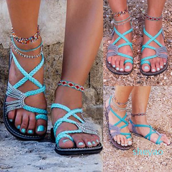 summer women ring-toe cross ankle braid strap beach sandals boho flat shoes flippers 35 - 44 3829, Black
summer women ring-toe cross ankle braid strap beach sandals boho flat shoes flippers 35 - 44 3829, Black