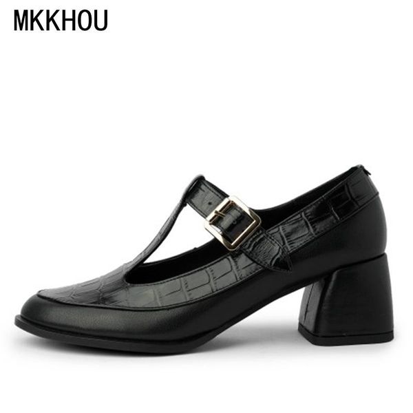 fashion single shoes women summer genuine leather retro t-shaped belt thick mid-heel four seasons dress, Black
fashion single shoes women summer genuine leather retro t-shaped belt thick mid-heel four seasons dress, Black